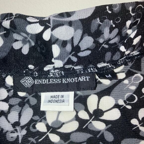 Black floral mesh v neck shirt, whimsigoth boho chic alternative office siren - Picture 4 of 6